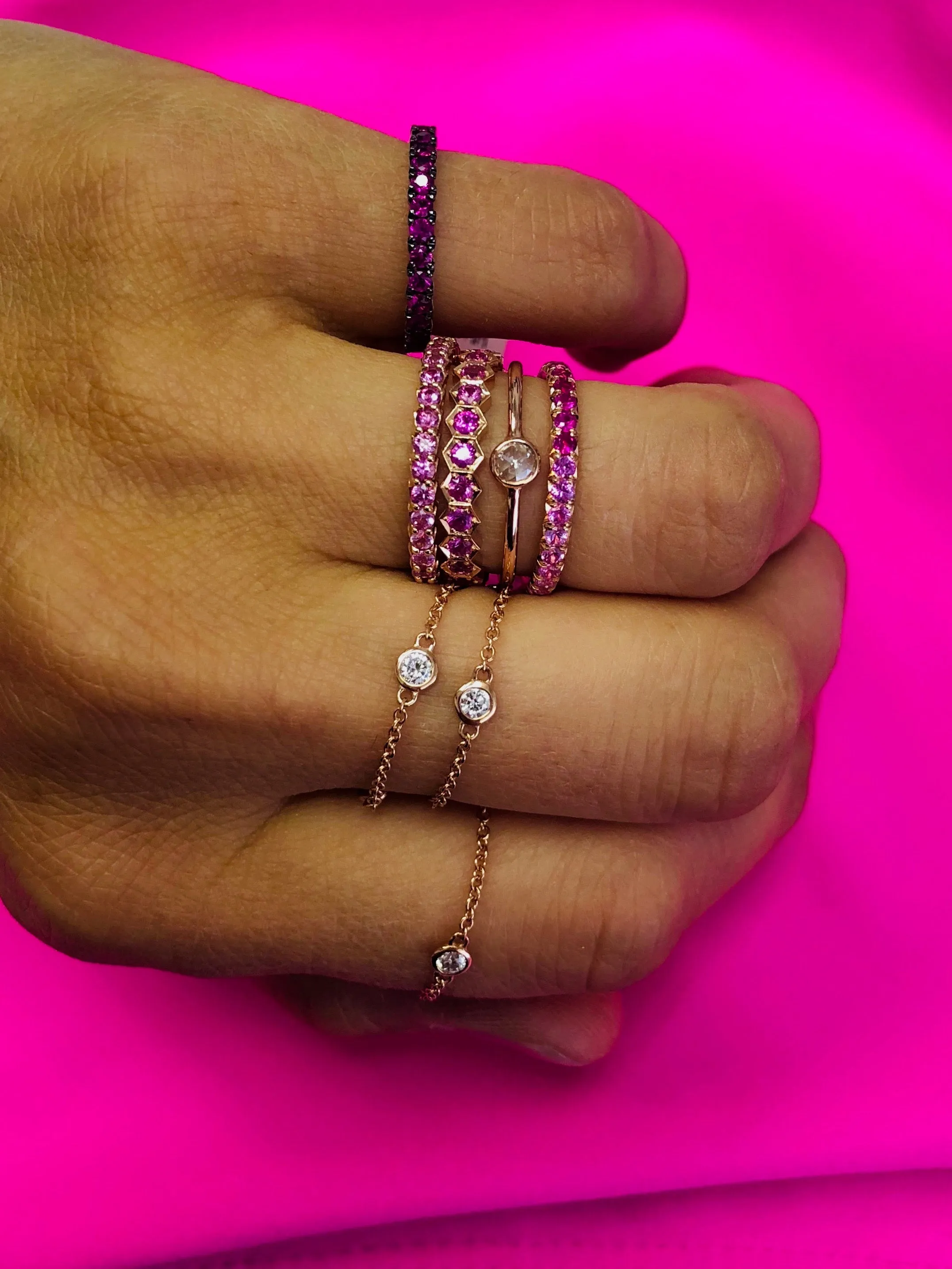 TIE DYE ETERNITY BAND -PINK SAPPHIRE