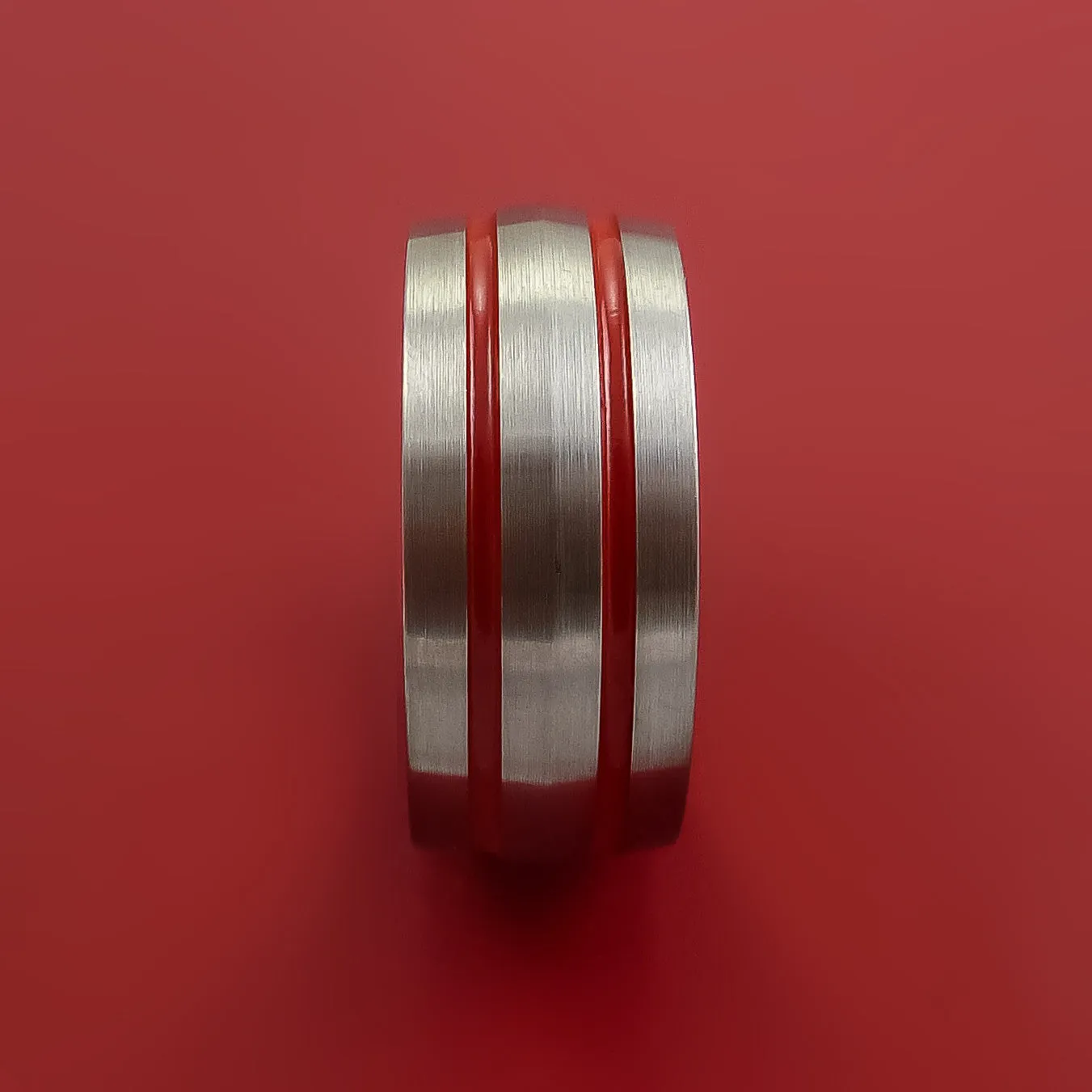 Titanium Band Custom Color Design Ring Any Size and color Options Red, Green, Blue Inlay