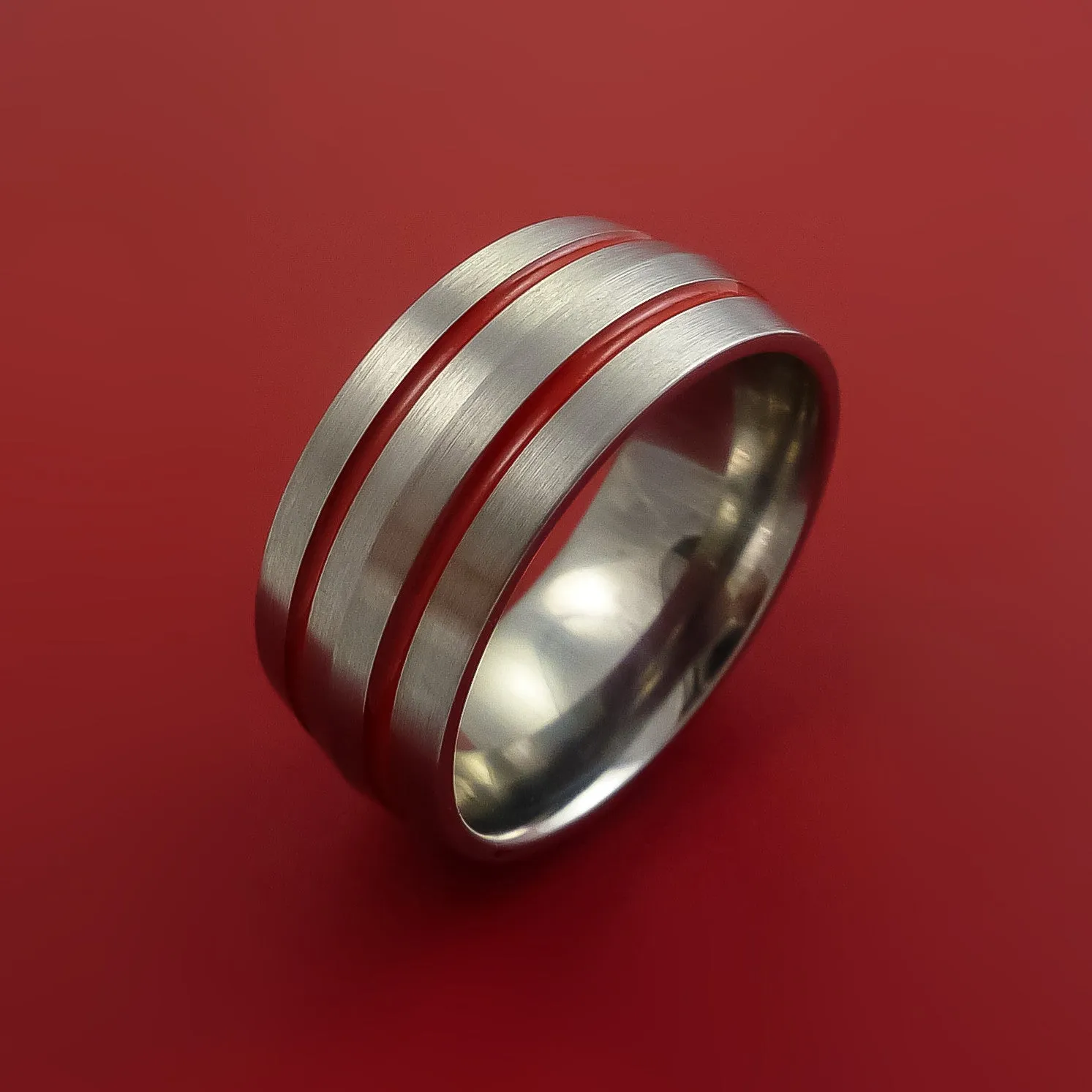 Titanium Band Custom Color Design Ring Any Size and color Options Red, Green, Blue Inlay
