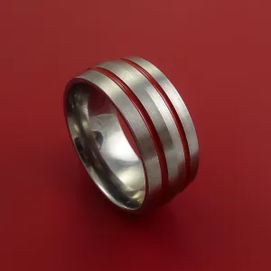Titanium Band Custom Color Design Ring Any Size and color Options Red, Green, Blue Inlay