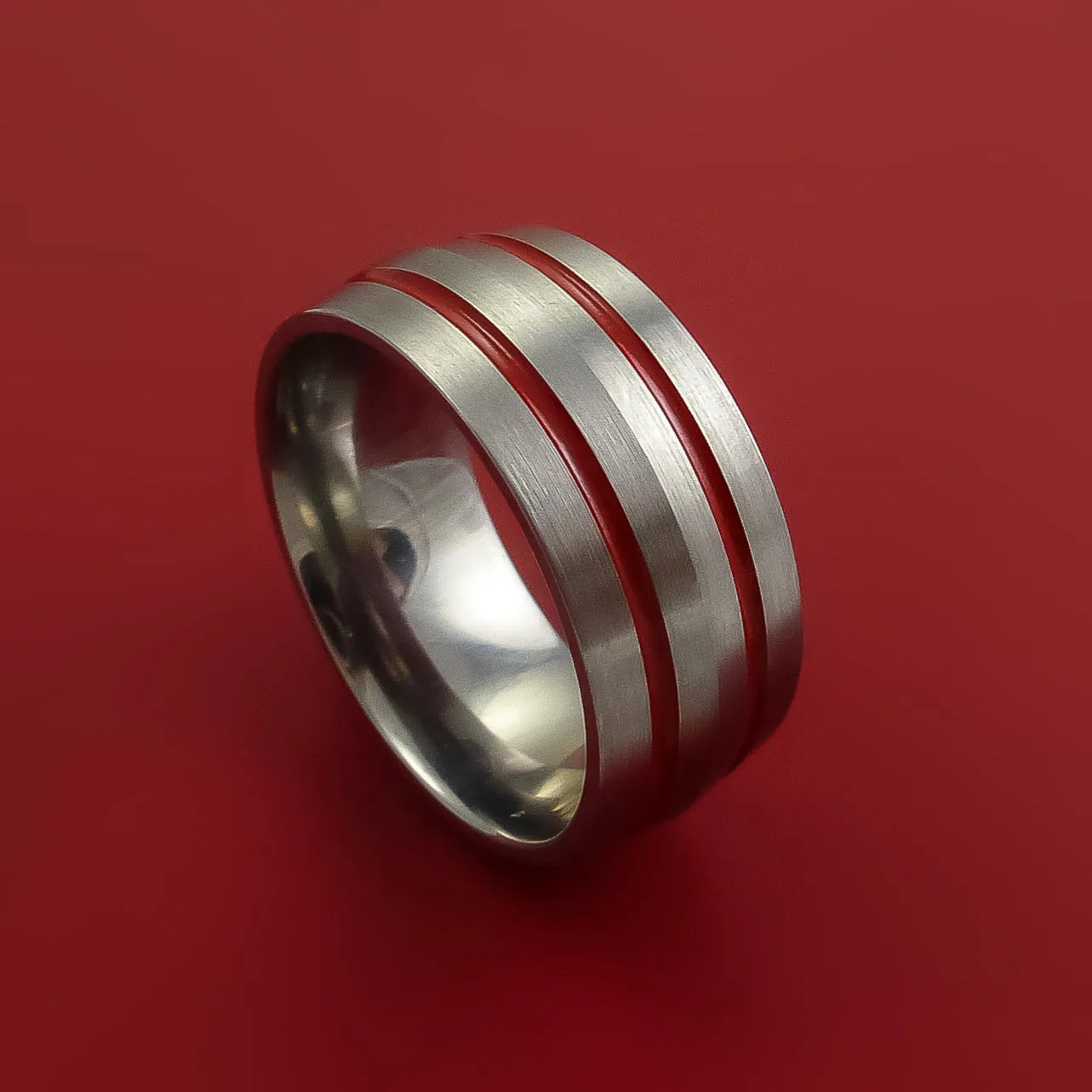 Titanium Band Custom Color Design Ring Any Size and color Options Red, Green, Blue Inlay