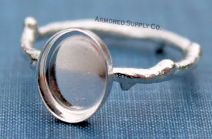 Tree Branch Twig Ring Band Plain Oval Bezel Ring blank Silver