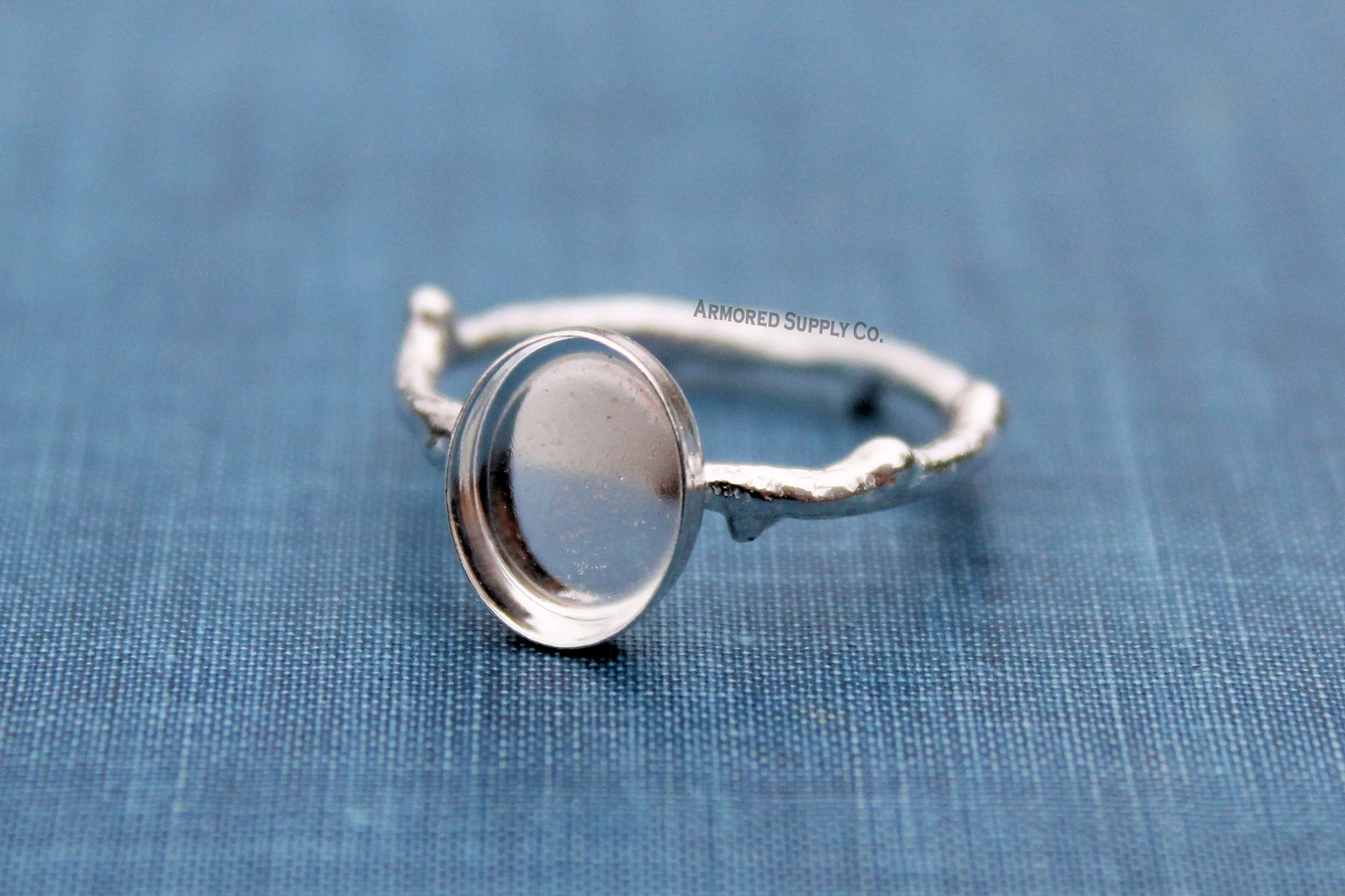 Tree Branch Twig Ring Band Plain Oval Bezel Ring blank Silver