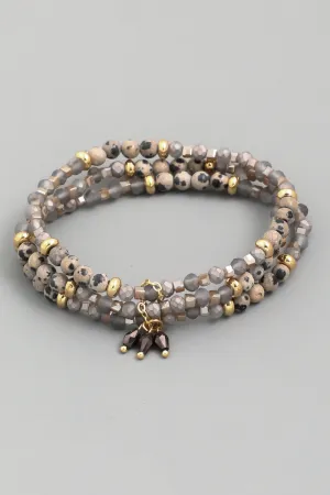 Triple Strand Beaded Stretch Bracelet