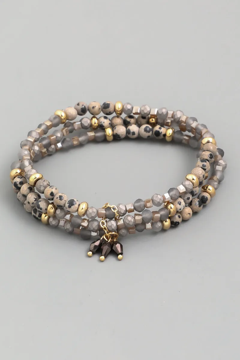 Triple Strand Beaded Stretch Bracelet