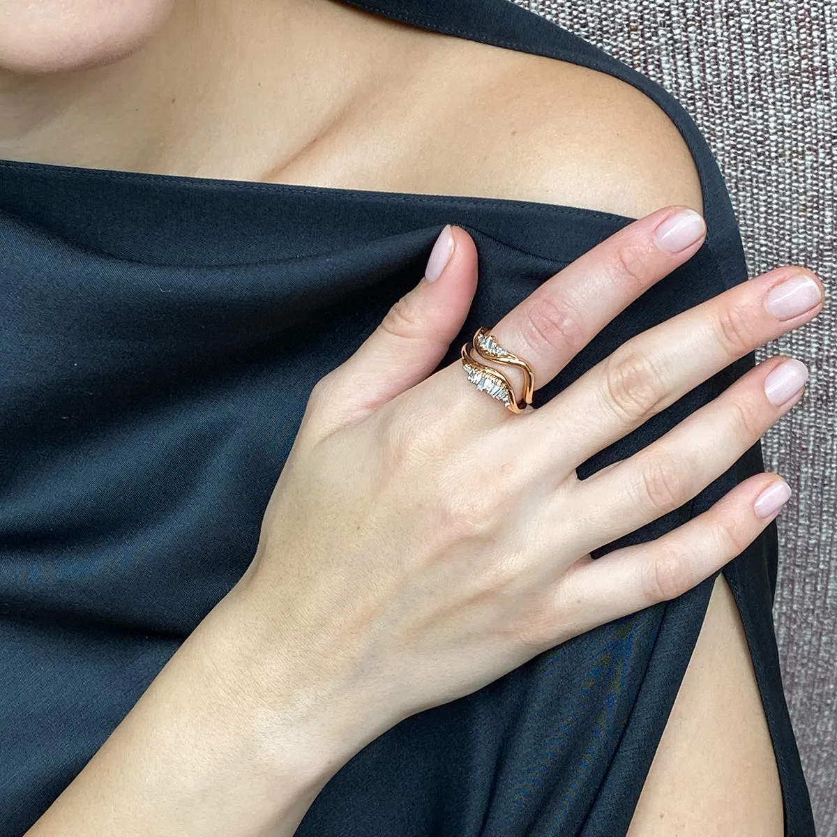 Twist Ruched Ring - Diamond