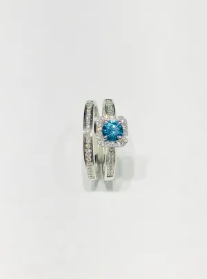 Two Piece Set Blue Diamond Rings (14K)