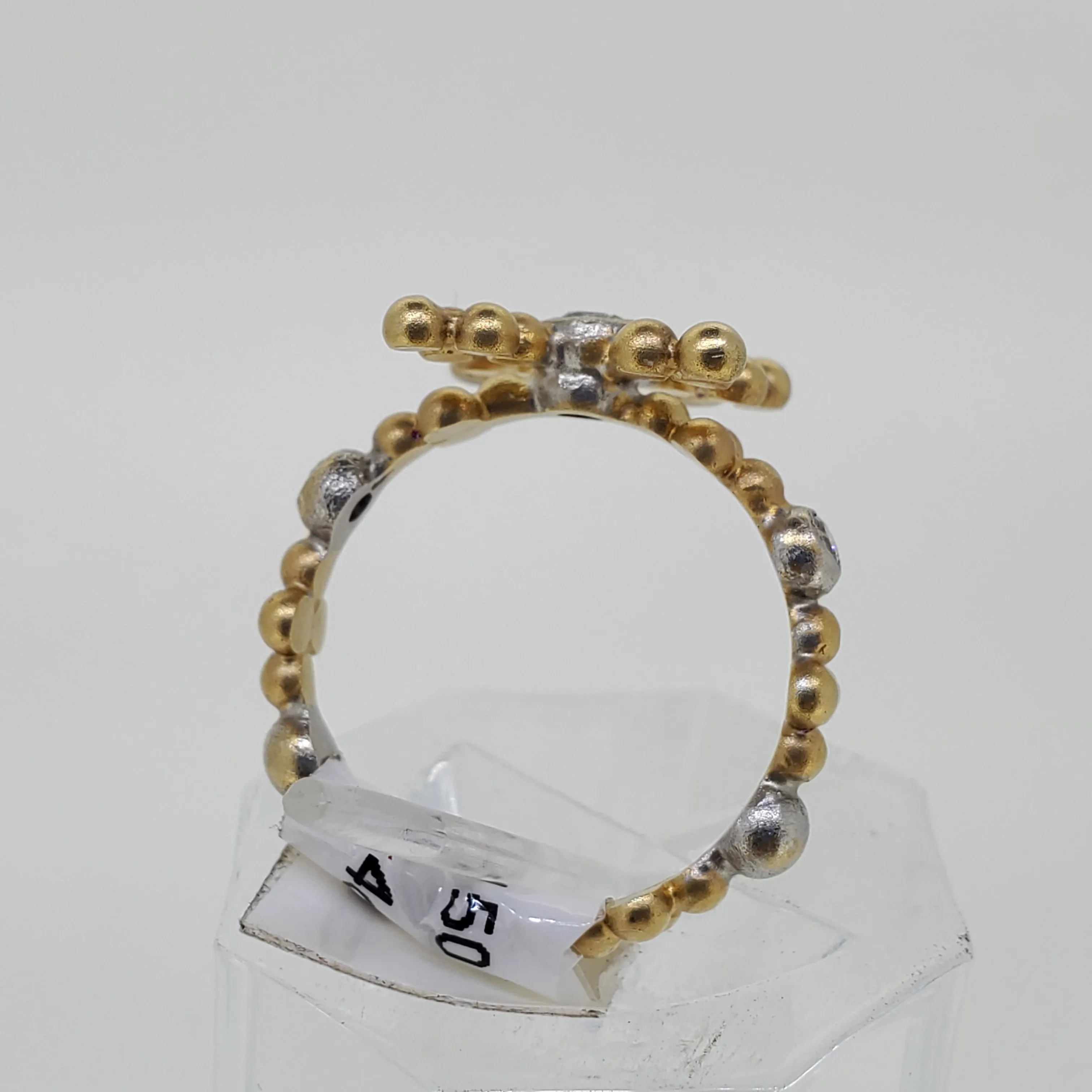 Two Tone Bead Diamond Ring