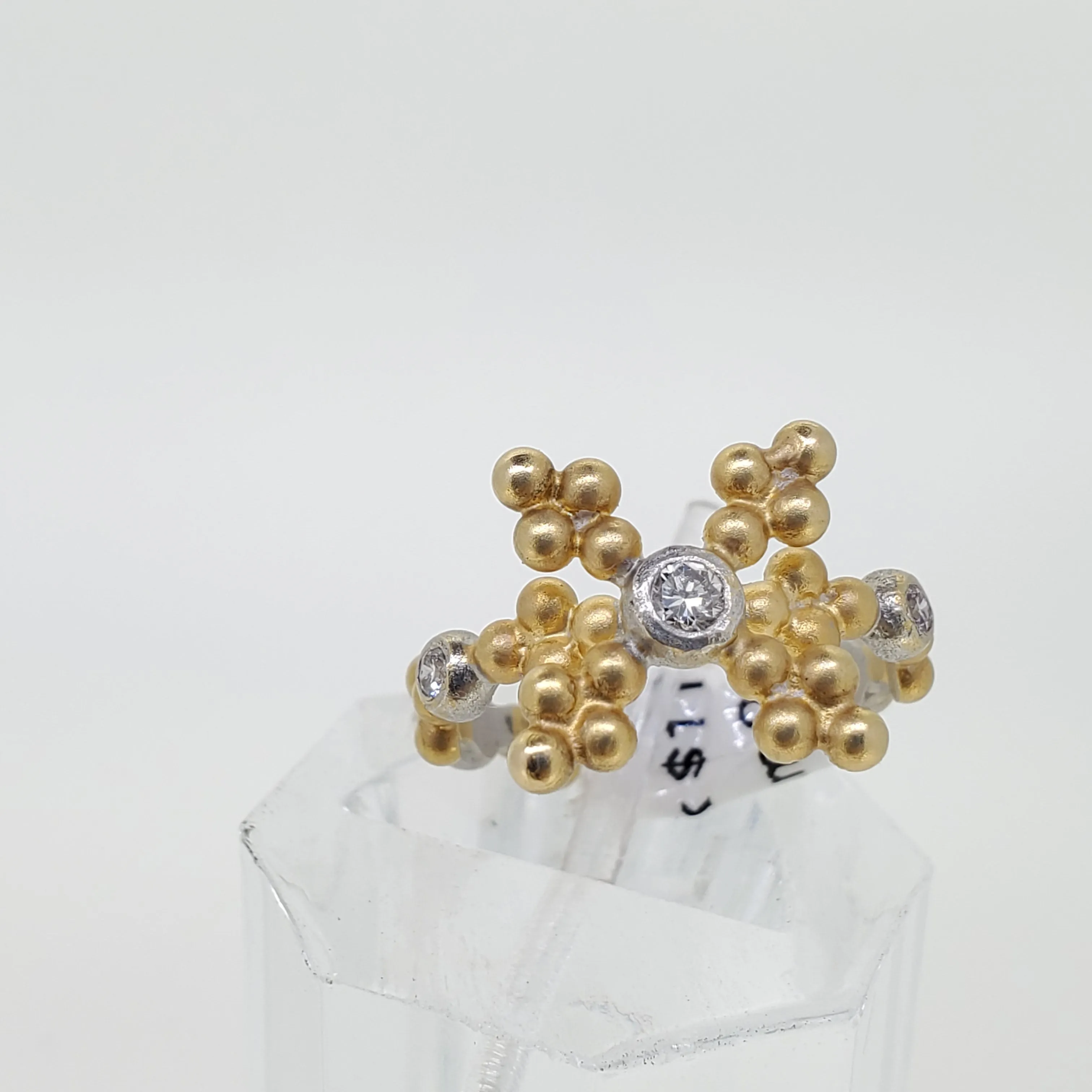 Two Tone Bead Diamond Ring