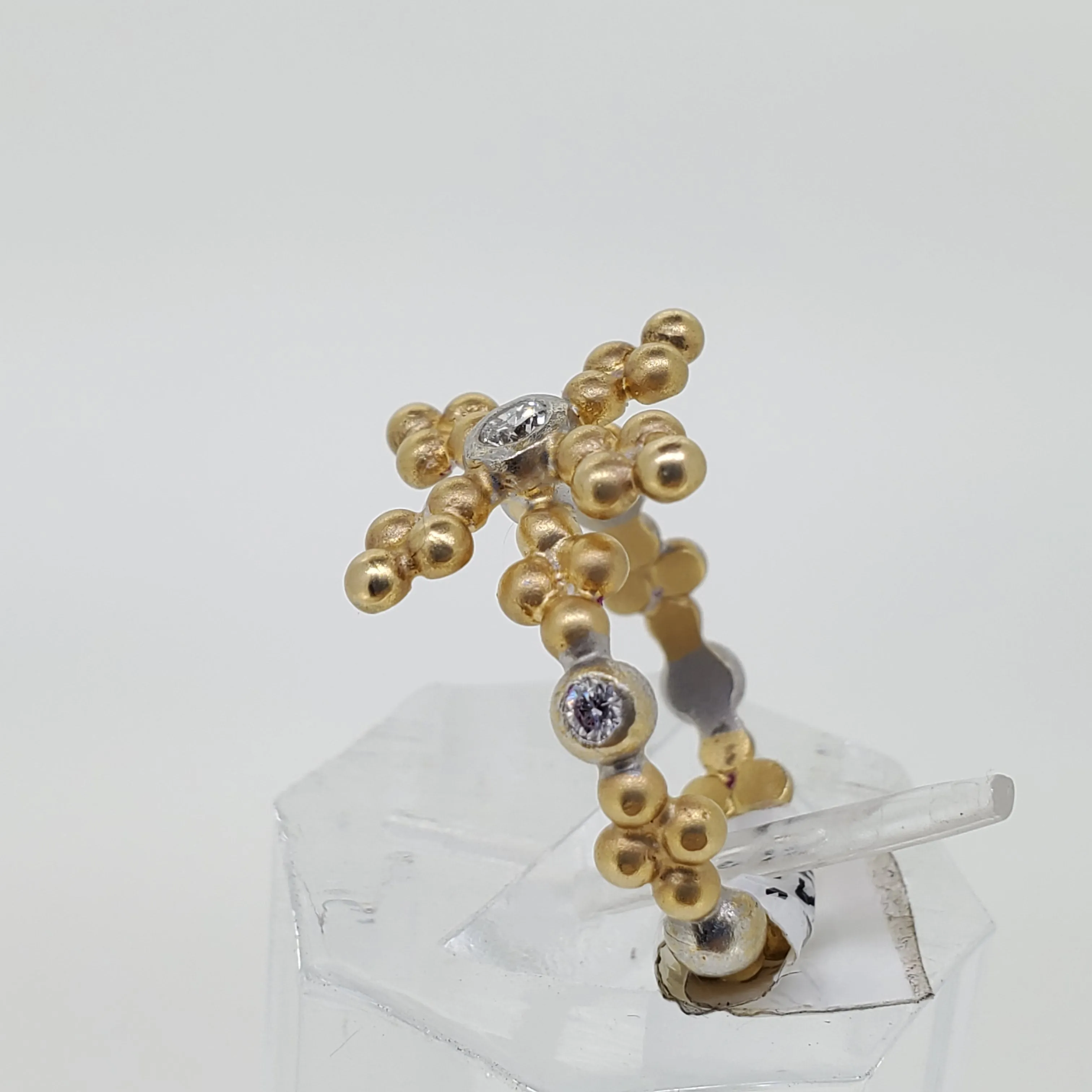 Two Tone Bead Diamond Ring