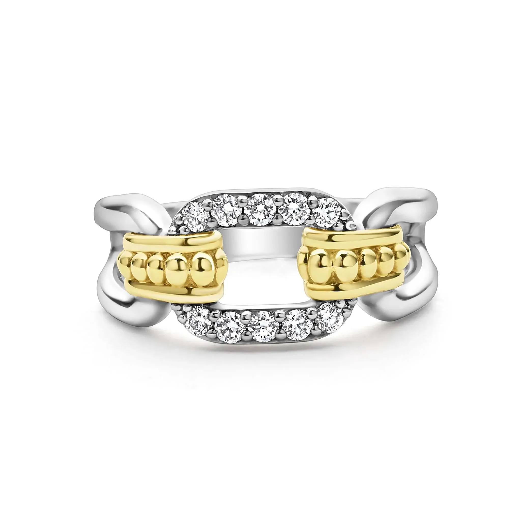 Two-Tone Link Diamond Ring