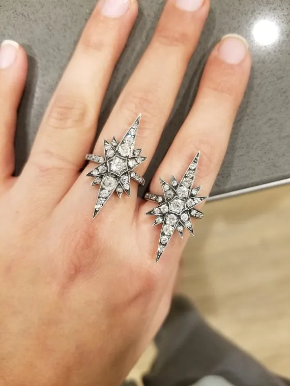 VICTORIAN INSPIRED OLD CUT DIAMOND STAR RING