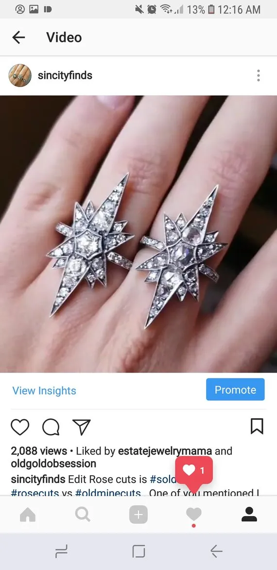 VICTORIAN INSPIRED OLD CUT DIAMOND STAR RING