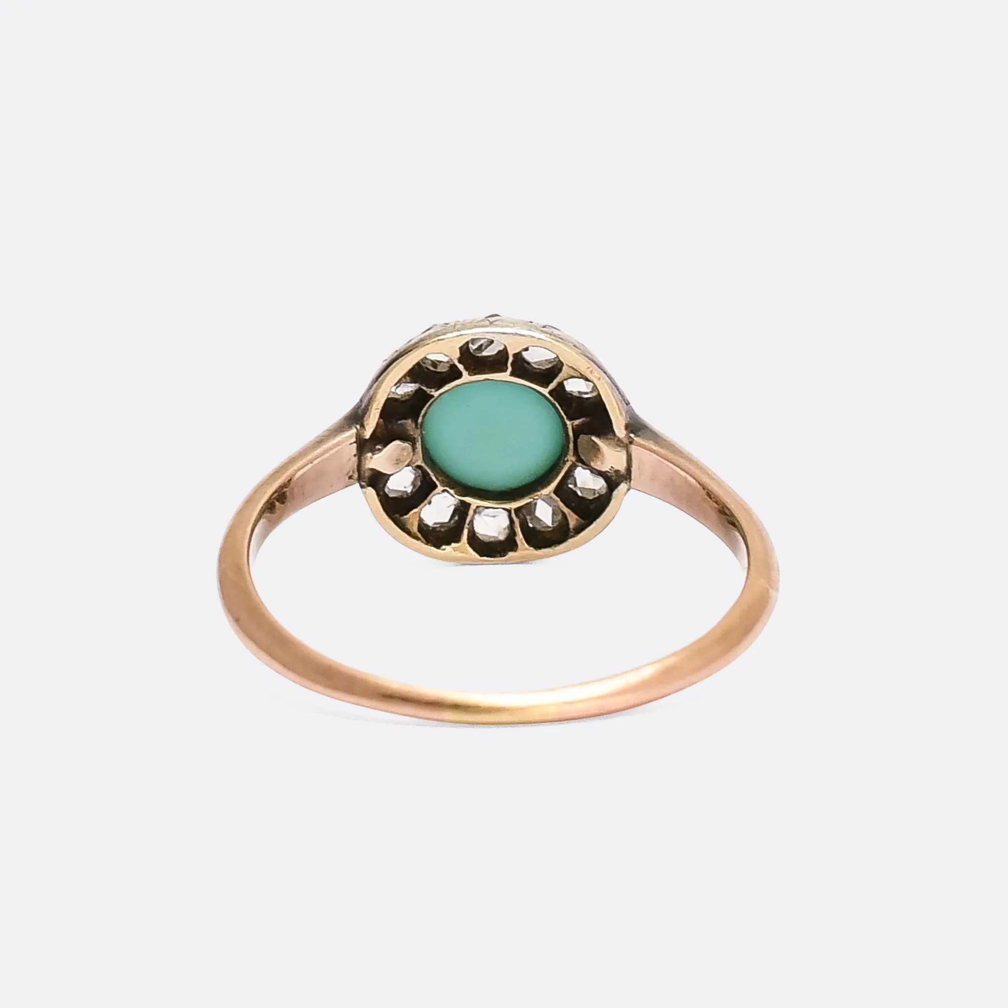 Victorian Turquoise & Rose Diamond Cluster Ring