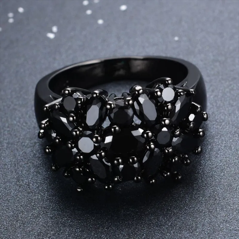 Vintage Black Inlaid Zircon Ring For Women Wedding Jewelry
