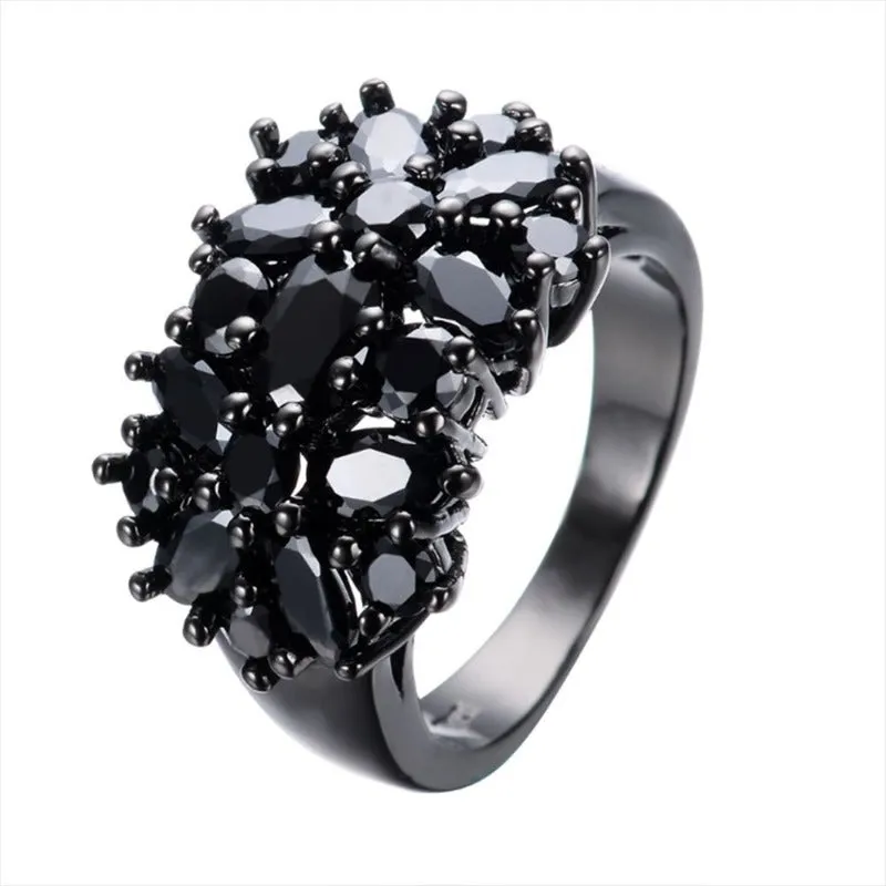 Vintage Black Inlaid Zircon Ring For Women Wedding Jewelry