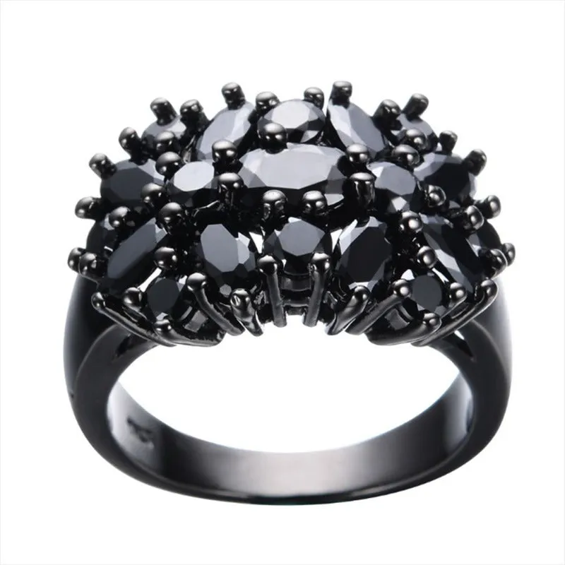 Vintage Black Inlaid Zircon Ring For Women Wedding Jewelry