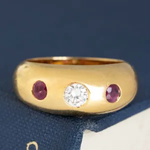 Vintage Diamond & Ruby Dome Band by Cartier