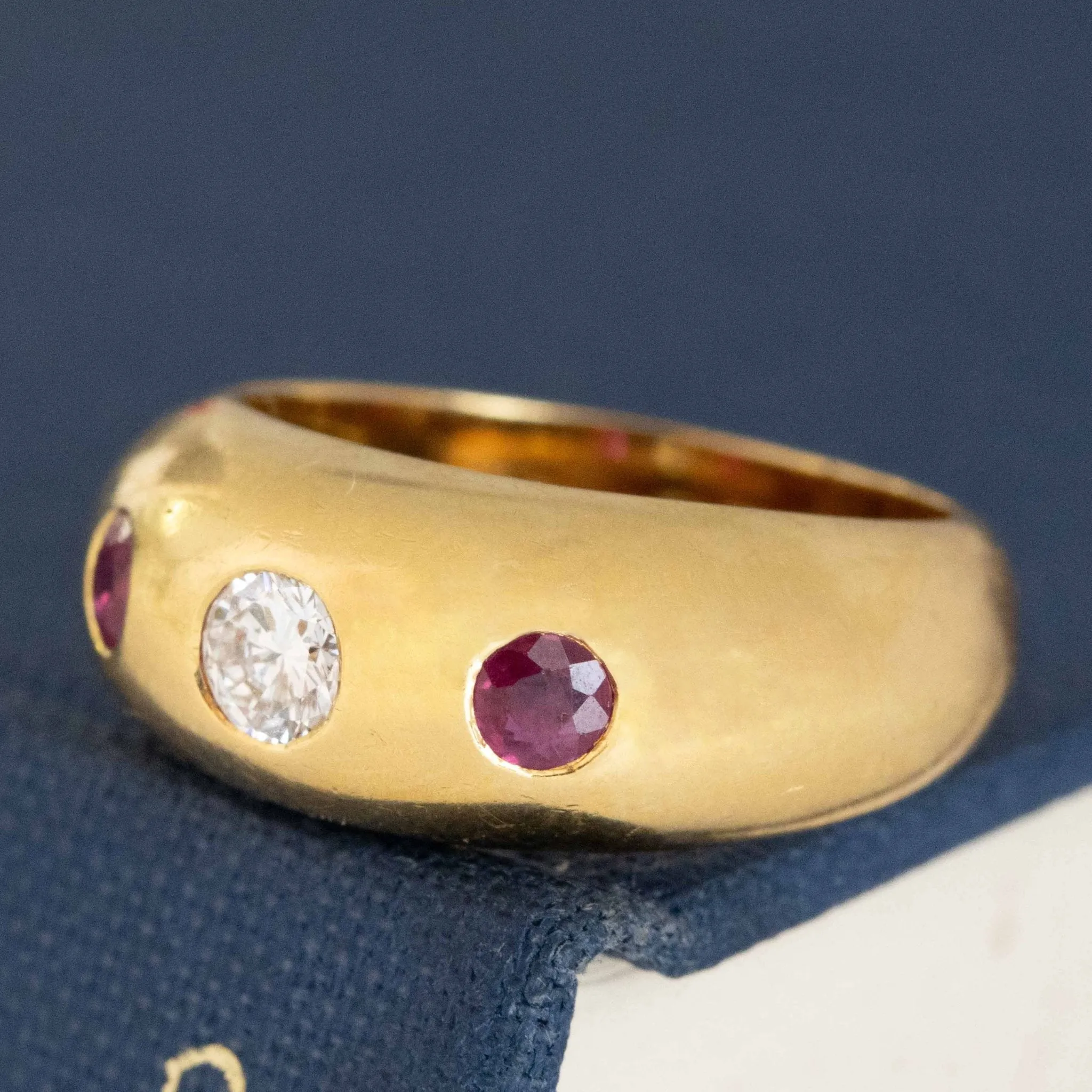Vintage Diamond & Ruby Dome Band by Cartier