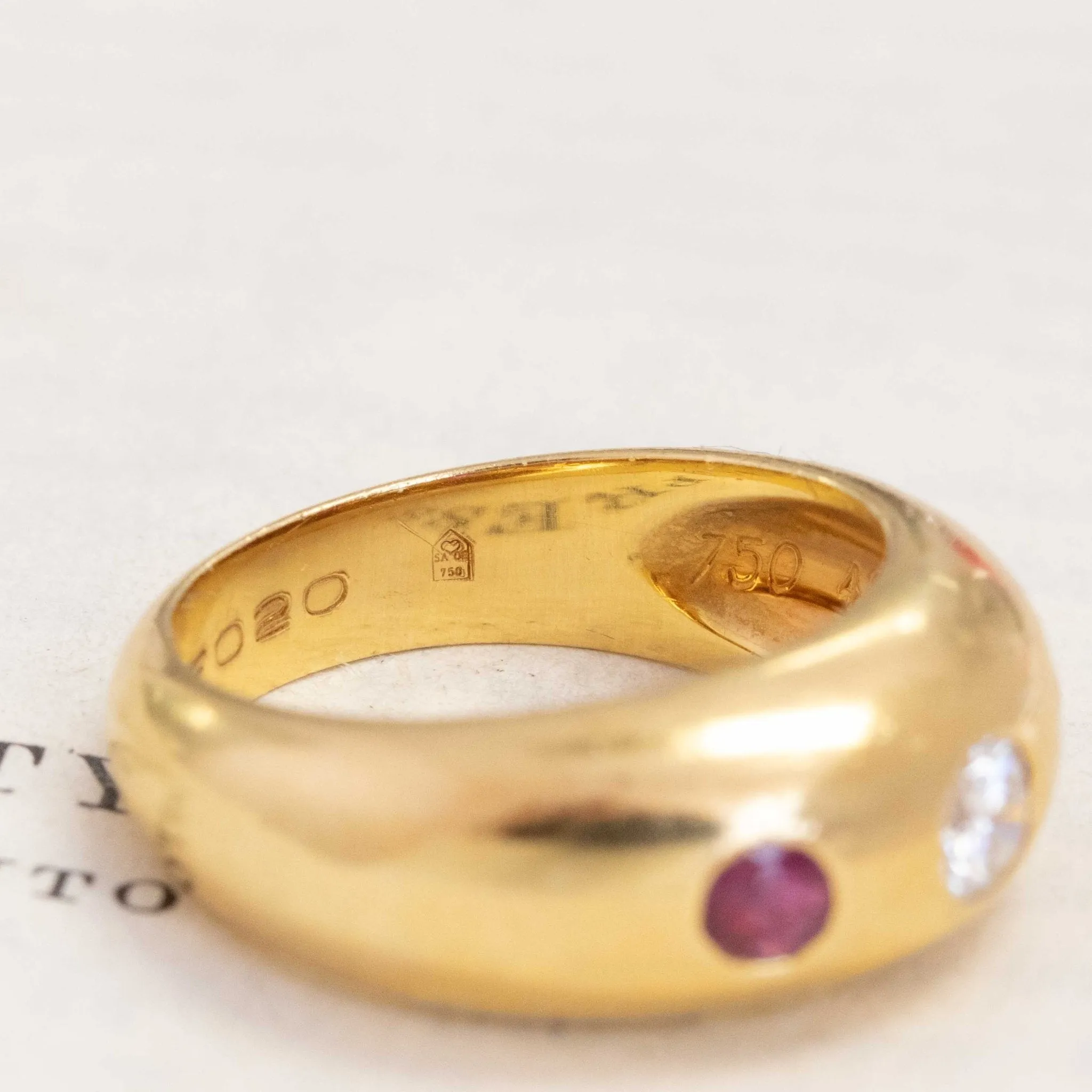 Vintage Diamond & Ruby Dome Band by Cartier