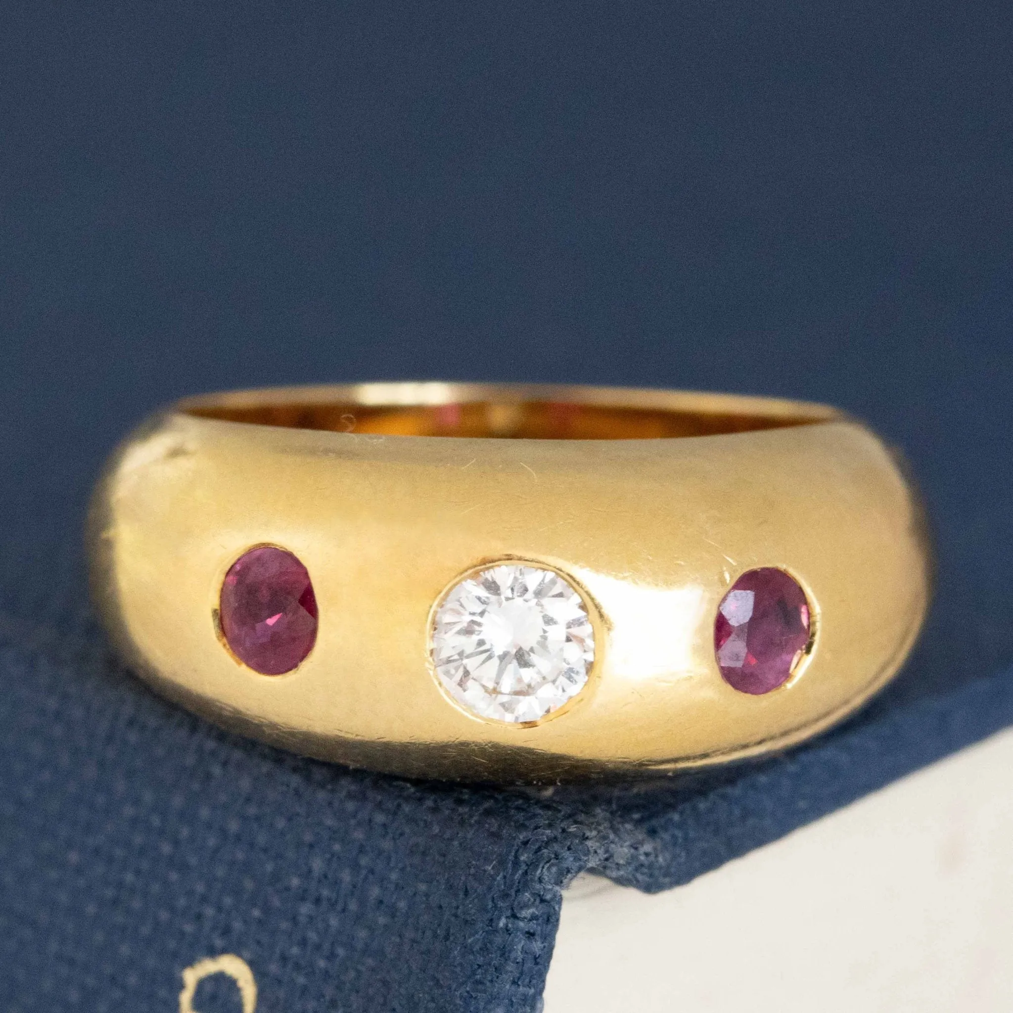 Vintage Diamond & Ruby Dome Band by Cartier