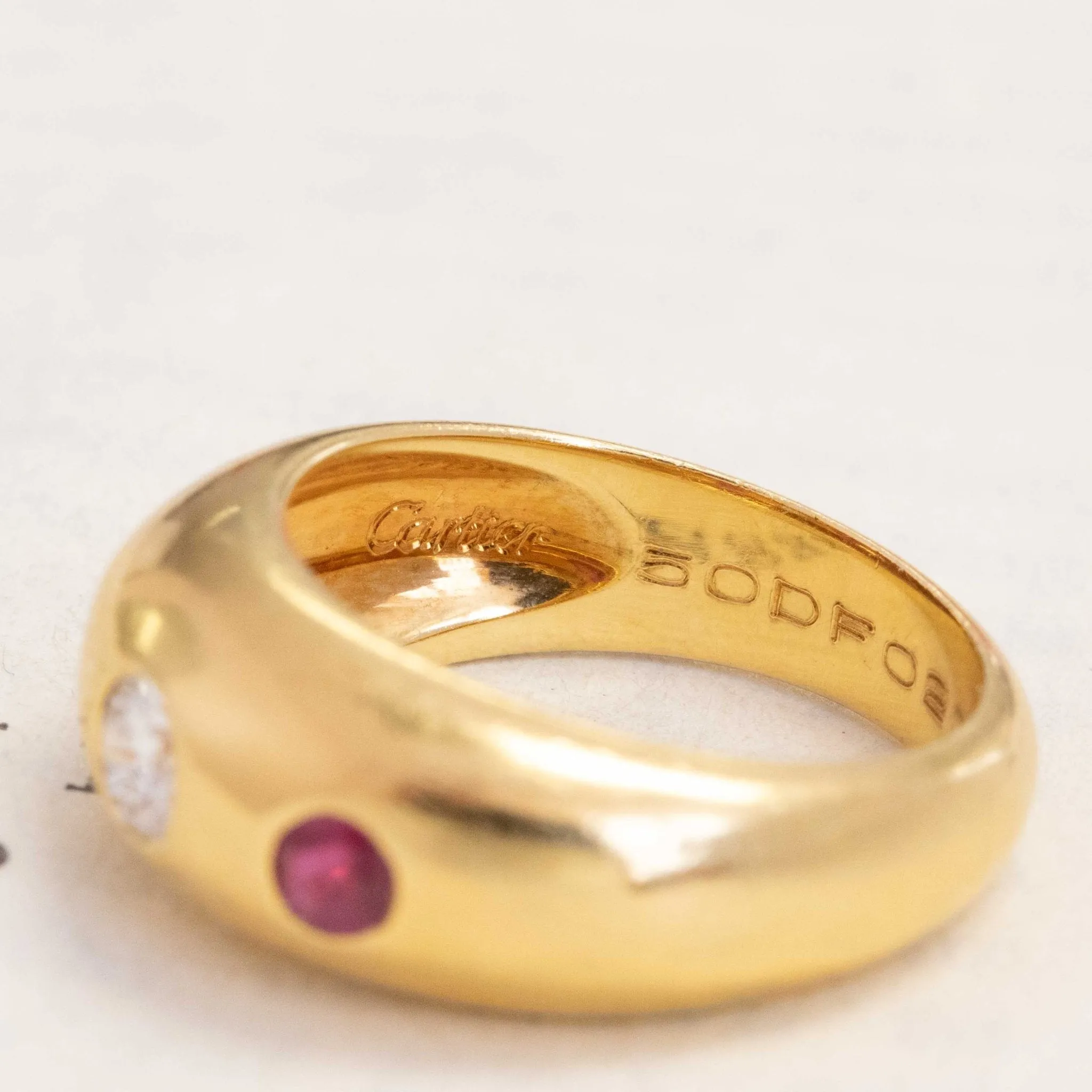Vintage Diamond & Ruby Dome Band by Cartier