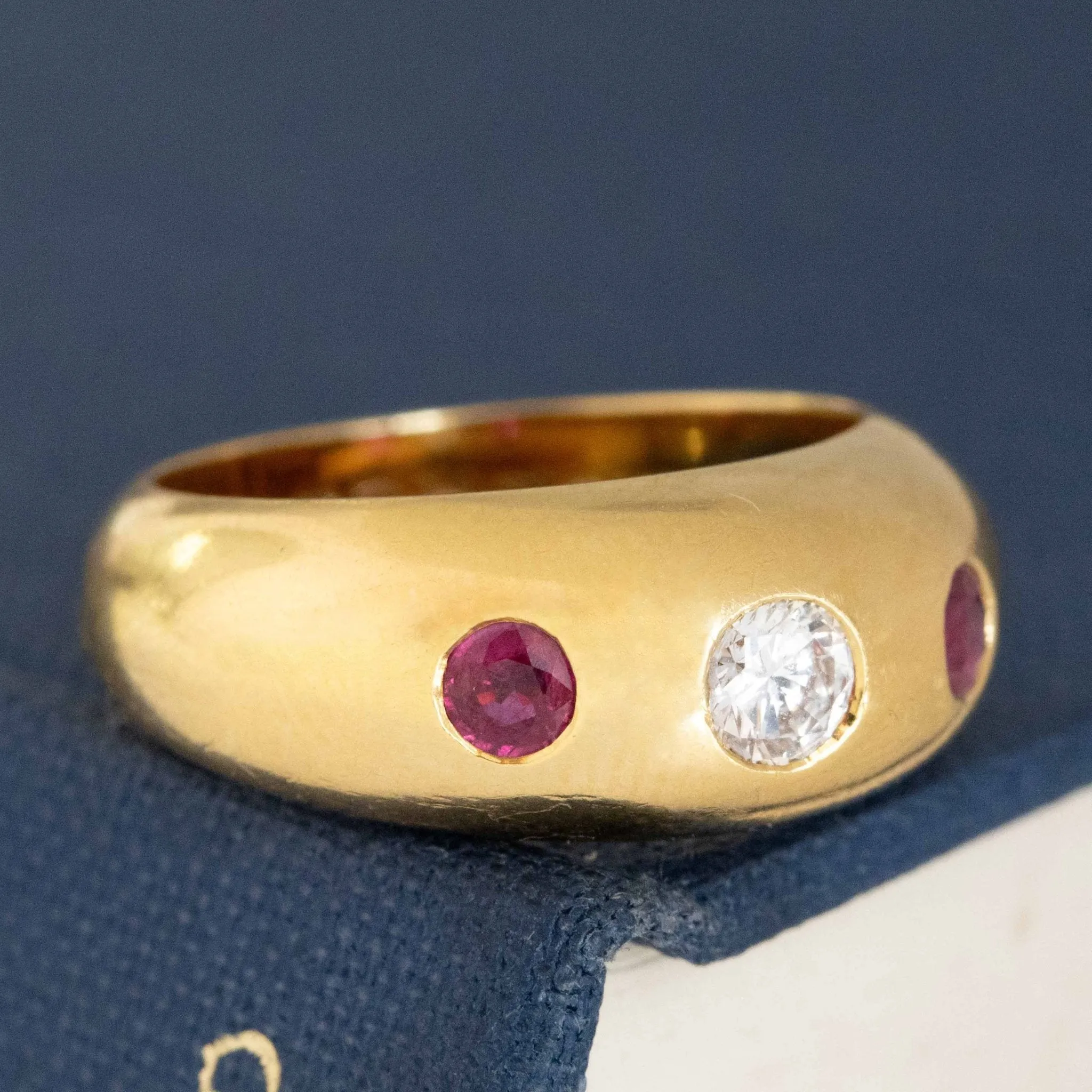 Vintage Diamond & Ruby Dome Band by Cartier