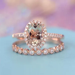 Vintage Inspired Rose Gold Wedding Ring Set