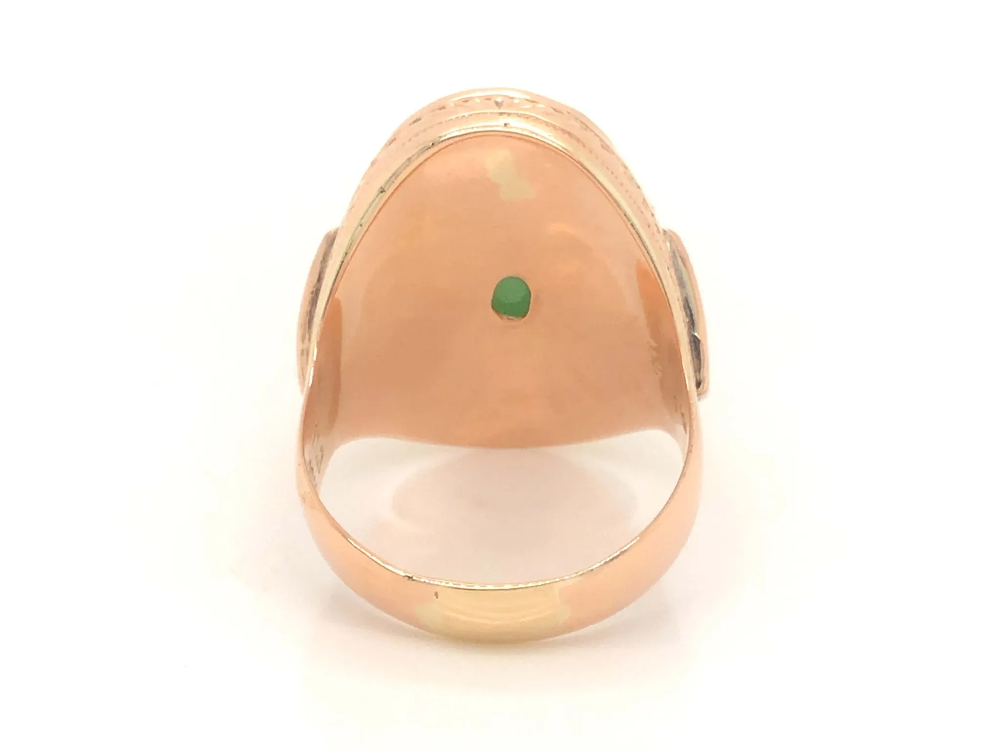 Vintage Men's Oval Cabochon Green Jade Ring - 14k Yellow Gold