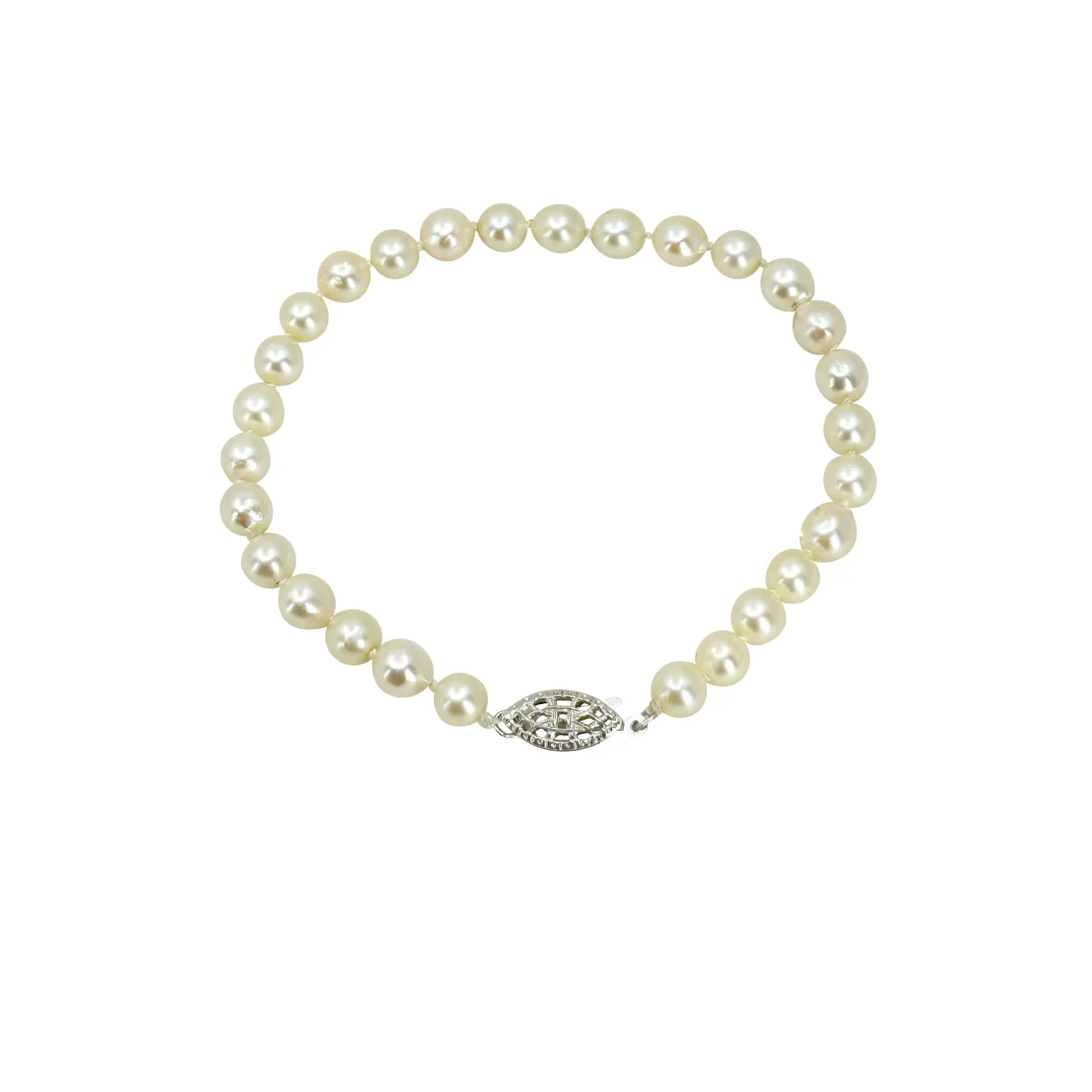 Vintage Semi Baroque Japanese Saltwater Akoya Cultured Pearl Bracelet- Sterling Silver