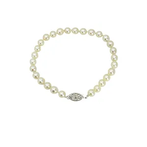 Vintage Semi Baroque Japanese Saltwater Akoya Cultured Pearl Bracelet- Sterling Silver