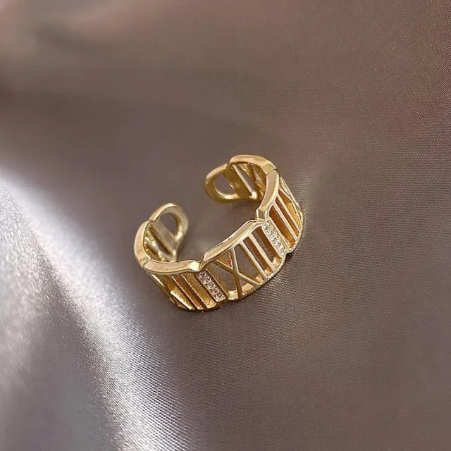 Vintage Titanium Steel Rose Gold Double Letter Ring For Woman Jewelry