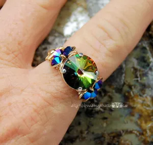 Vitrail Medium, Swarovski Crystal, Handmade Ring, 14K GF, Size 8.5