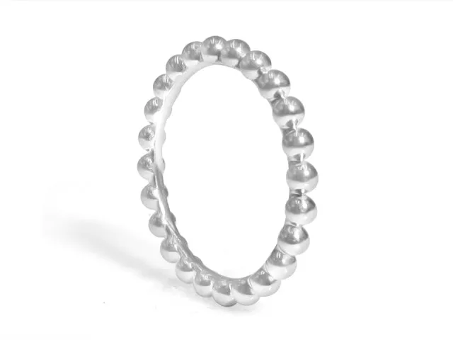 White Gold Solid Beaded Band