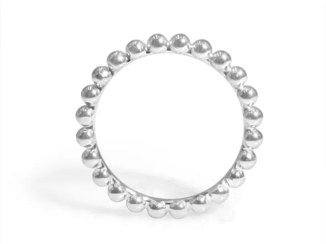 White Gold Solid Beaded Band