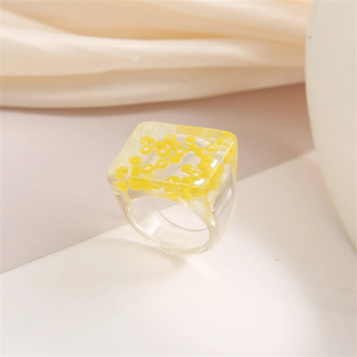 Yellow Acrylic & Resin Band Ring