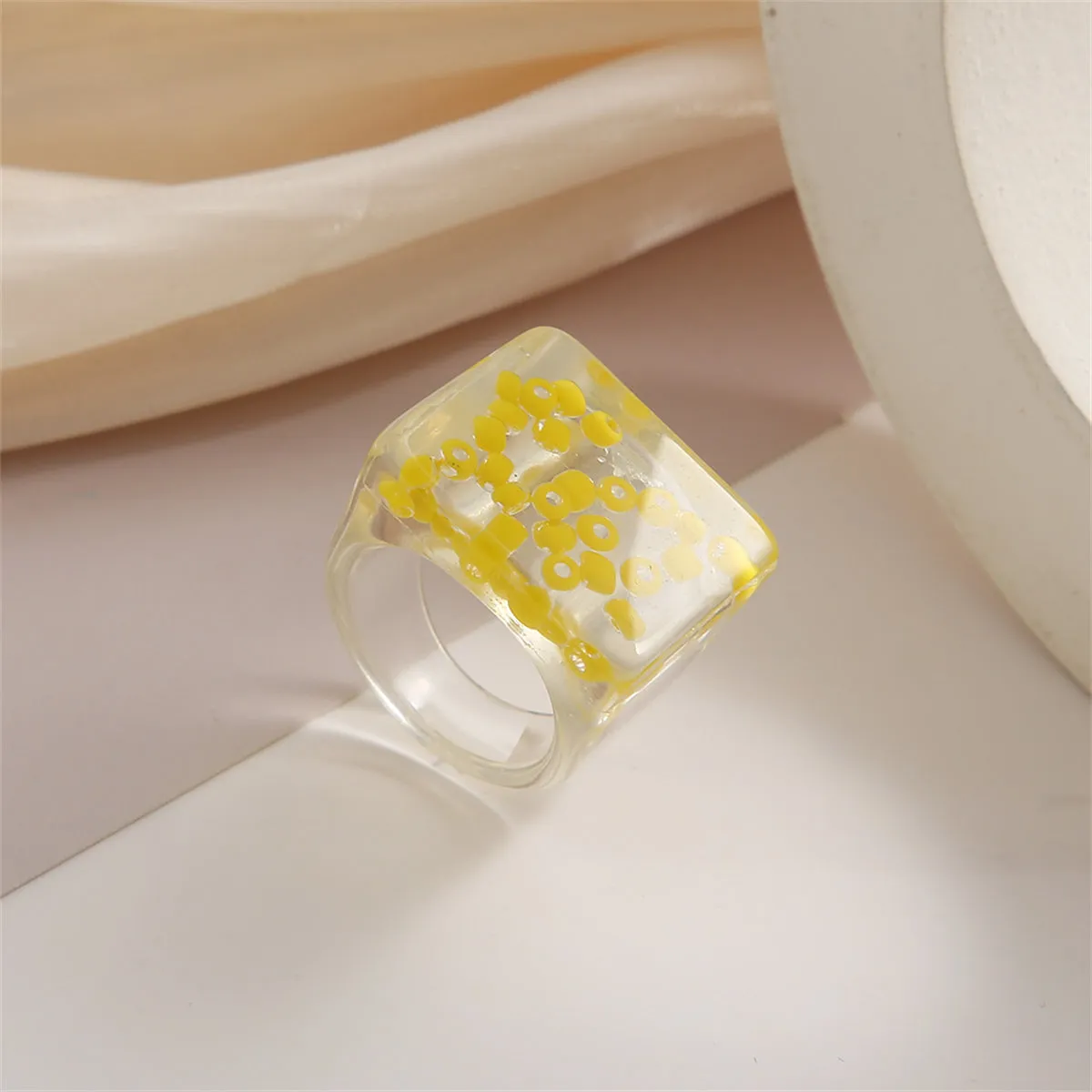 Yellow Acrylic & Resin Band Ring