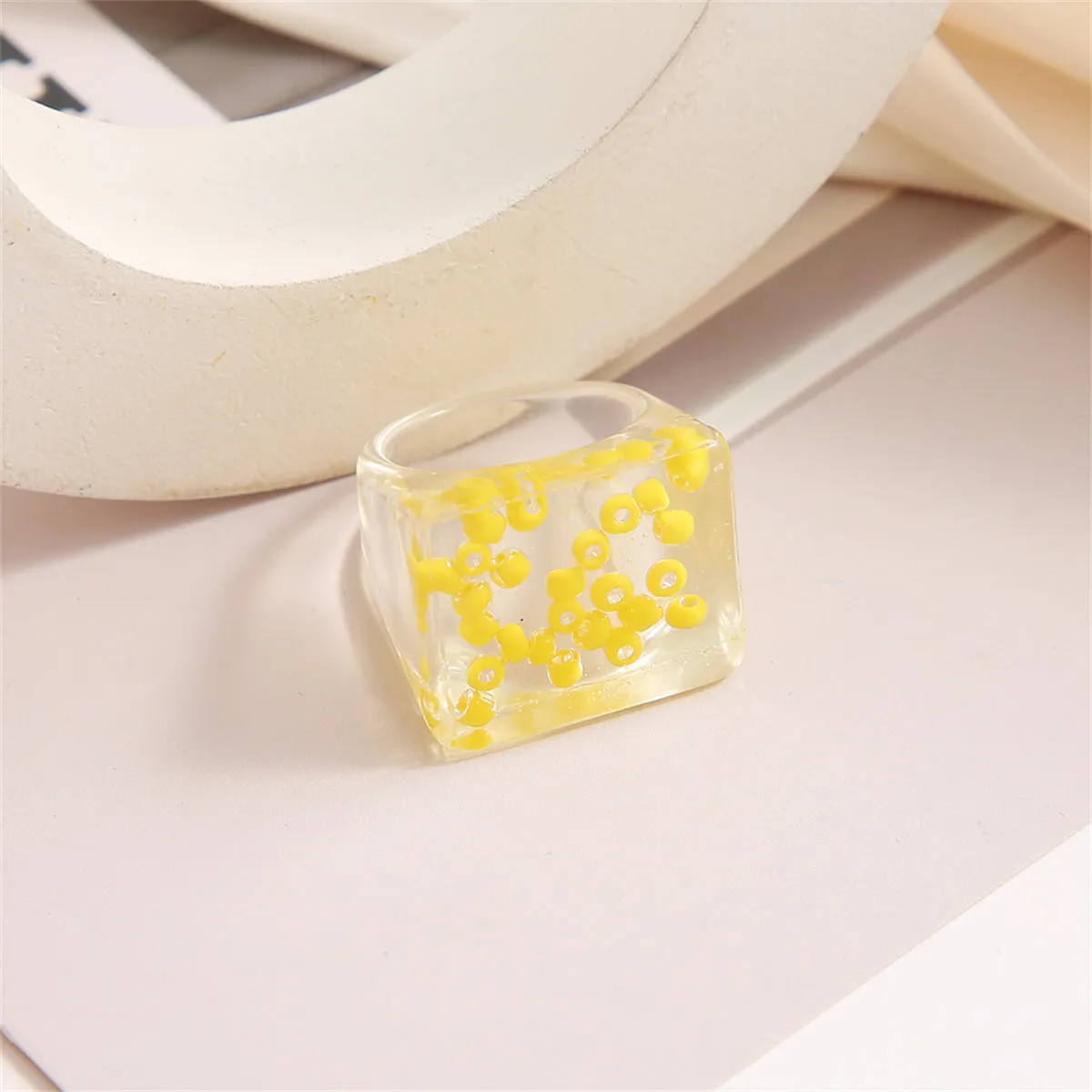 Yellow Acrylic & Resin Band Ring