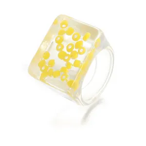 Yellow Acrylic & Resin Band Ring