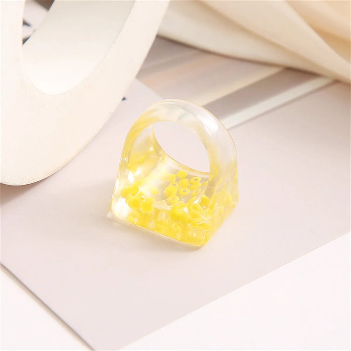 Yellow Acrylic & Resin Band Ring