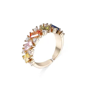 Yellow Crystal & Cubic Zirconia 18K Gold-Plated Open Ring