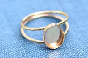 Yellow Gold Filled 10x8mm Oval Double Band Ring blank